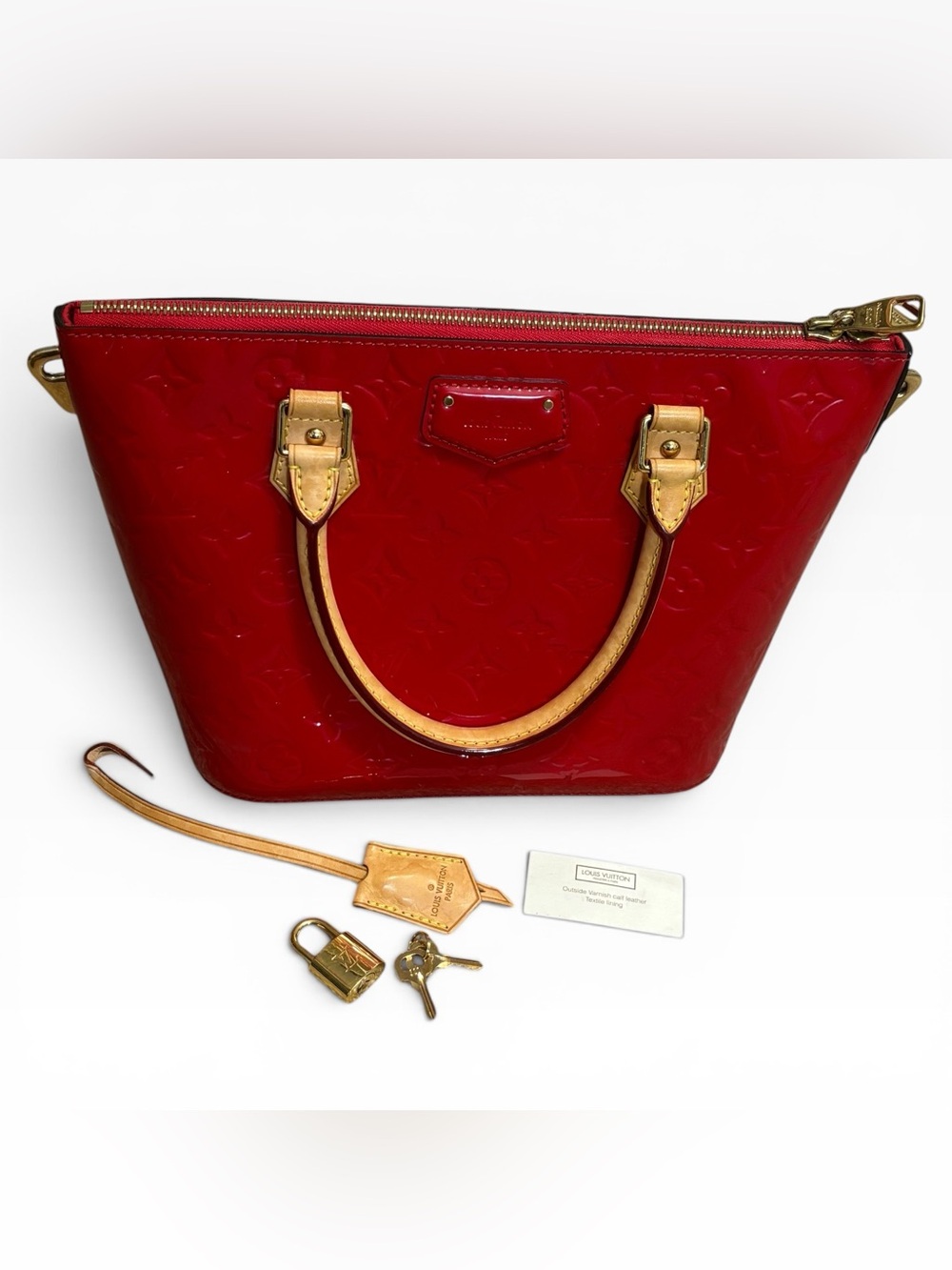 Louis Vuitton Montebello MM Red Monogram Vernis Patent Leather Satchel Bag